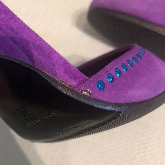 Vintage Marc Jacobs Purple Suede Rhinestone Bow Wedge Heel - Picture 8 of 11